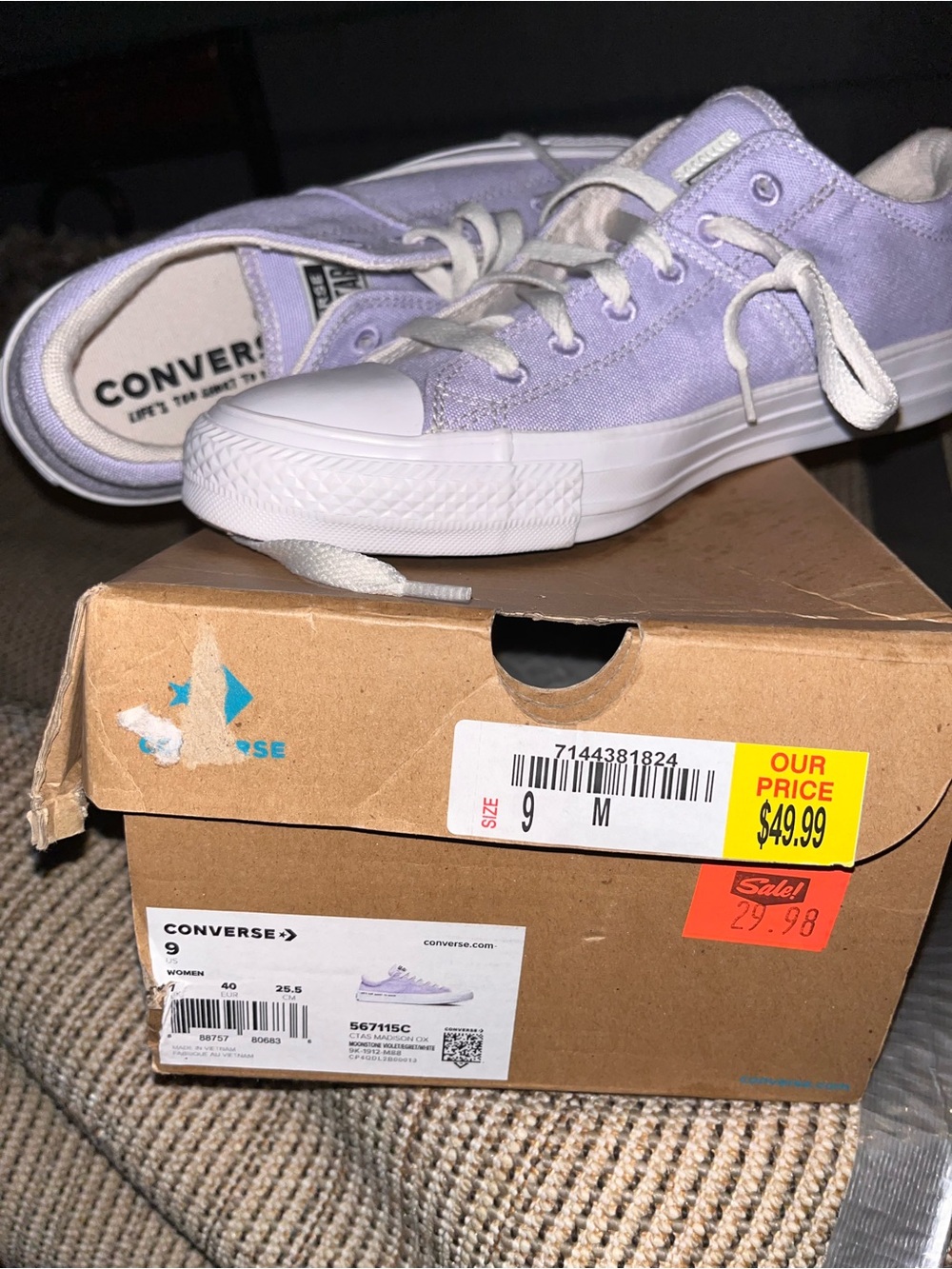 Converse Kids Low Top Sneakers in Lavender and White